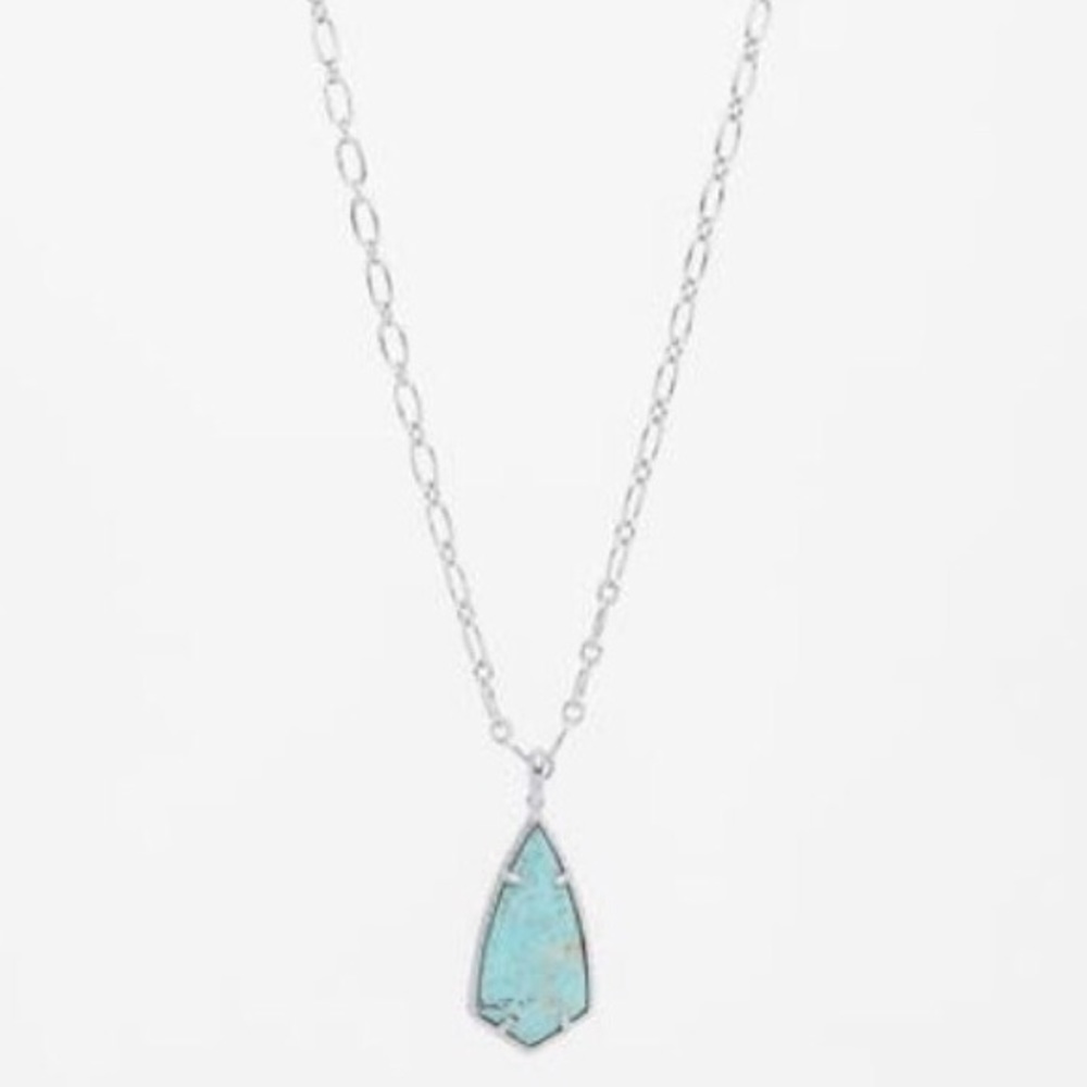 NWT! Kendra Scott Camry Long 30”Pendant Necklace Phoenix Stone, Sea Green/Silver